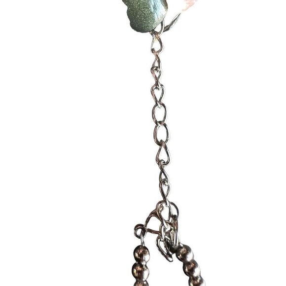 Amethyst multi raw stone with silver tone and black beads and matching earrings - Picture 2 of 14